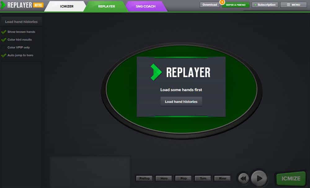 ICIMIZER poker hand replayer