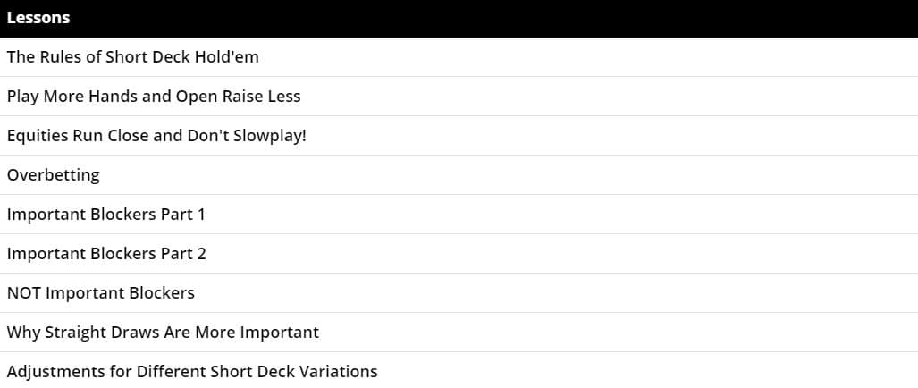 short deck poker course lessons