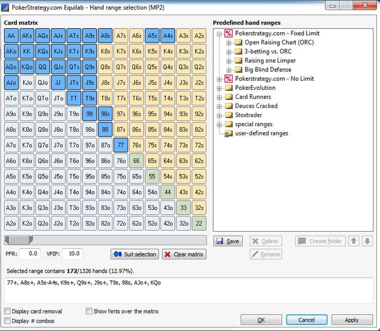 EP poker positions chart