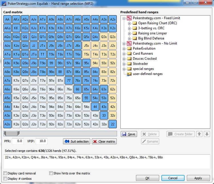 SB poker position chart