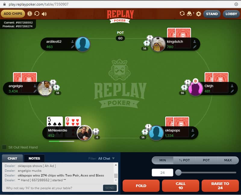 replay poker review game tables