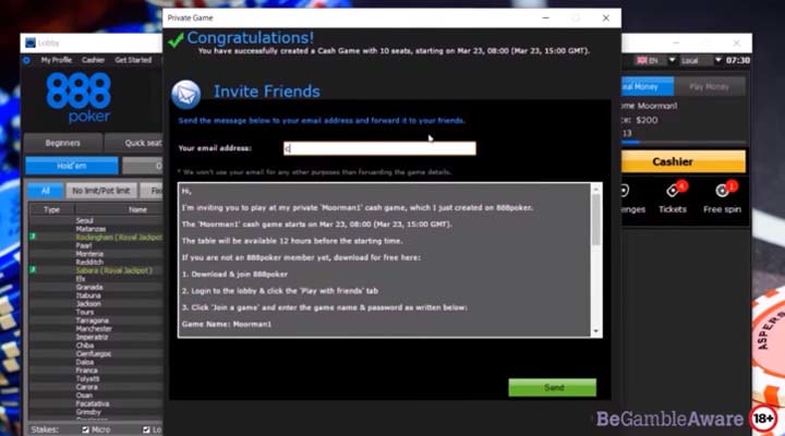 inviting your friends to play online poker