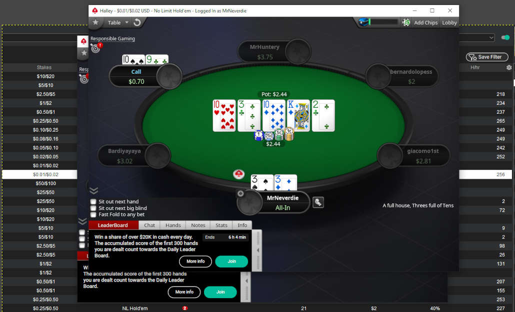 Micro zoom on PokerStars