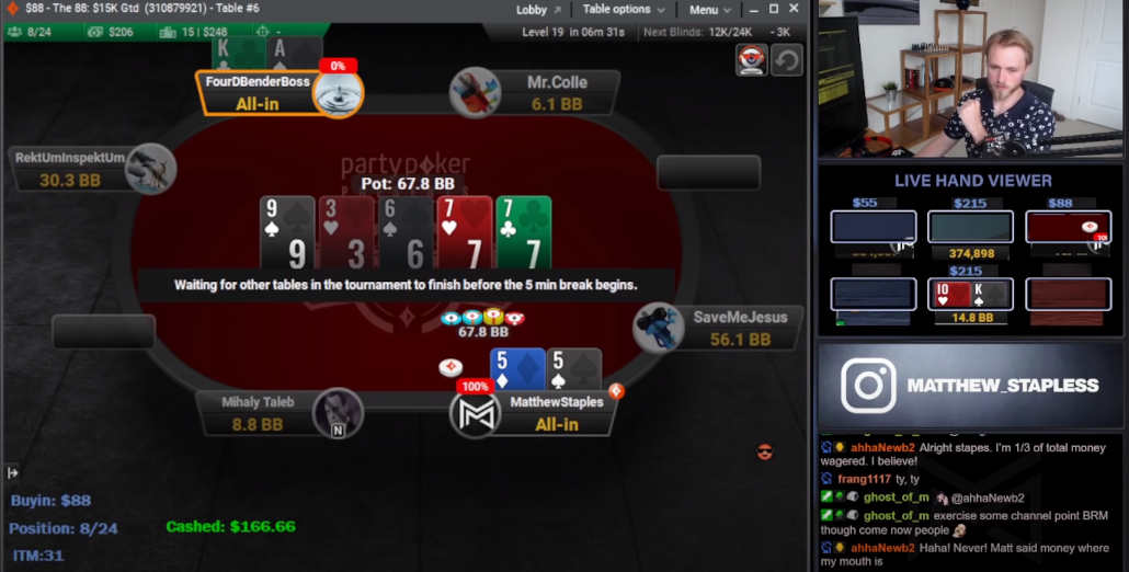 Matt Staples poker streaming