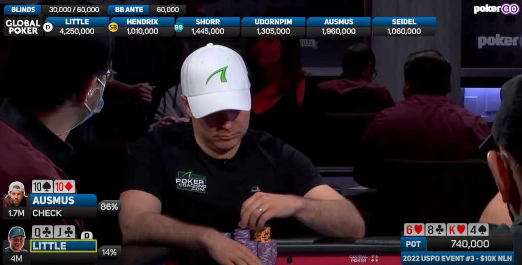 Jonathan Little playing as tournament chip leader