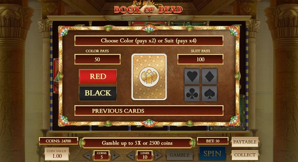 book of dead bonus game