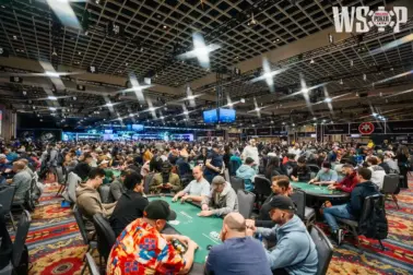 Players playing poker during the WSOP Main Event