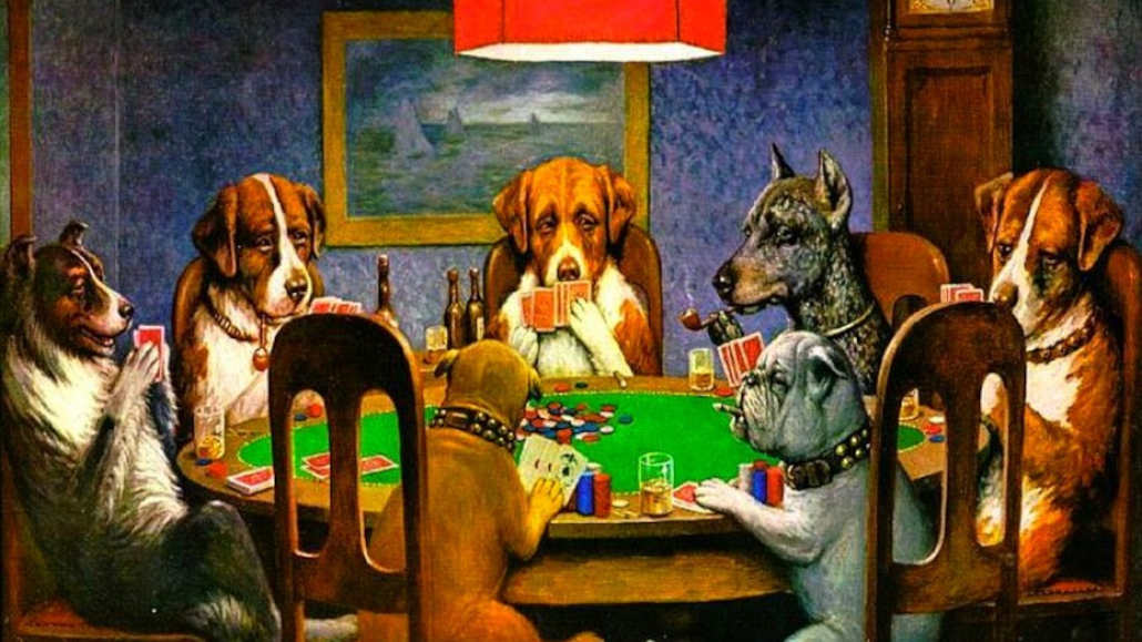 dogs playing poker