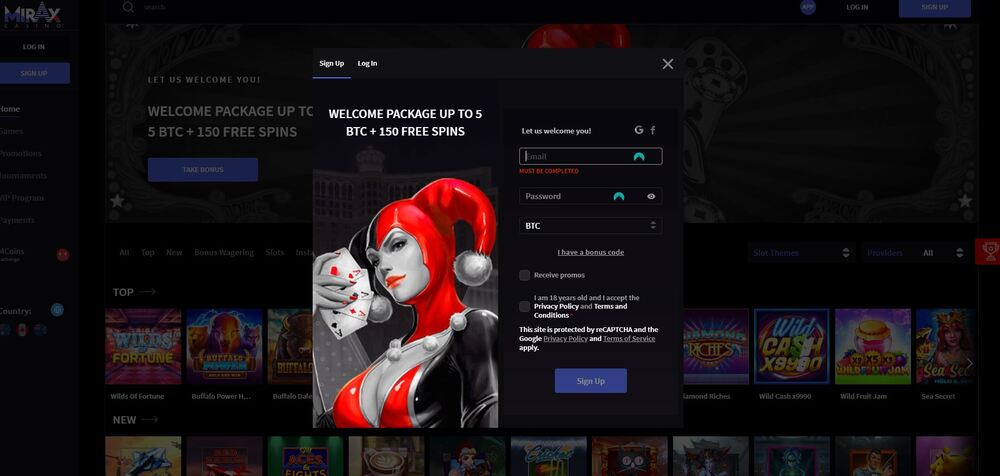 How to Join Mirax Casino