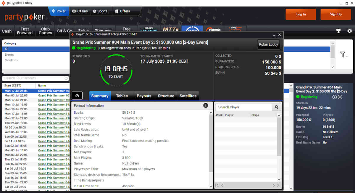 grand prix partypoker main event