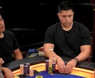Mariano Grandoli playing high-stakes cash game poker during a Hustler Casino Live stream