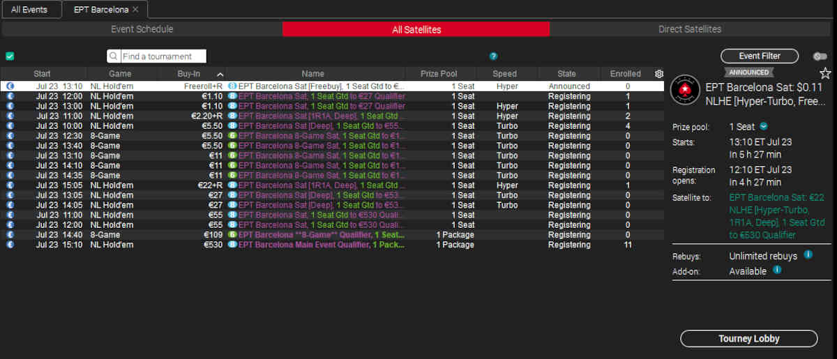 pokerstars ept barcelona satellites