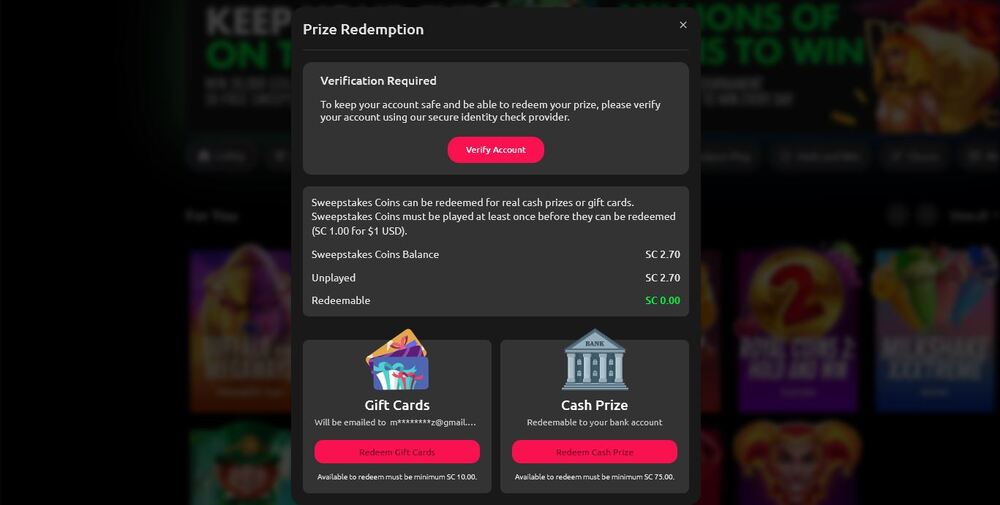 Redeeming McLuck Sweeps Coins