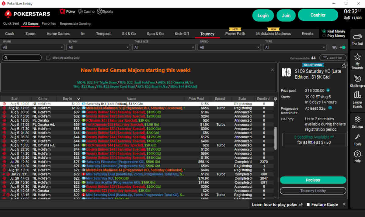 august tournaments on pokerstars