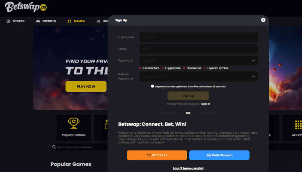 how to sign up at betswapgg casino
