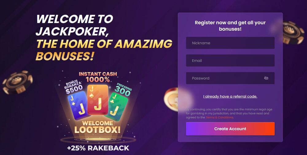 jackpoker lootbox welcome bonus