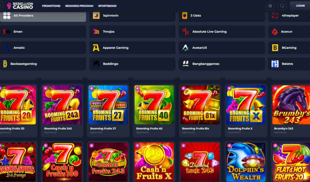 rebellion online casino slots