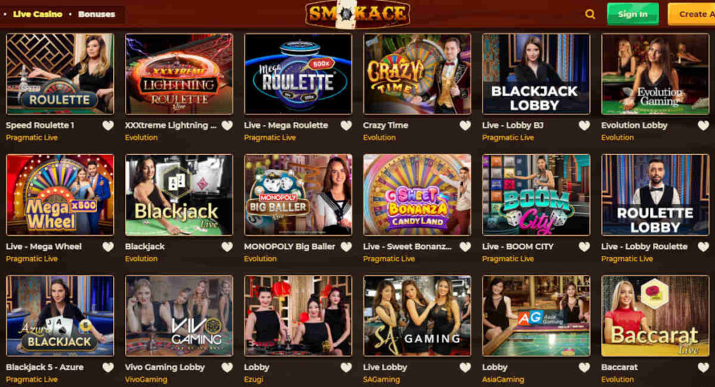 smokace live casino