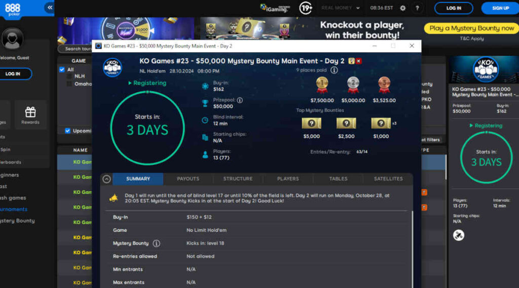888poker ko games final weekend
