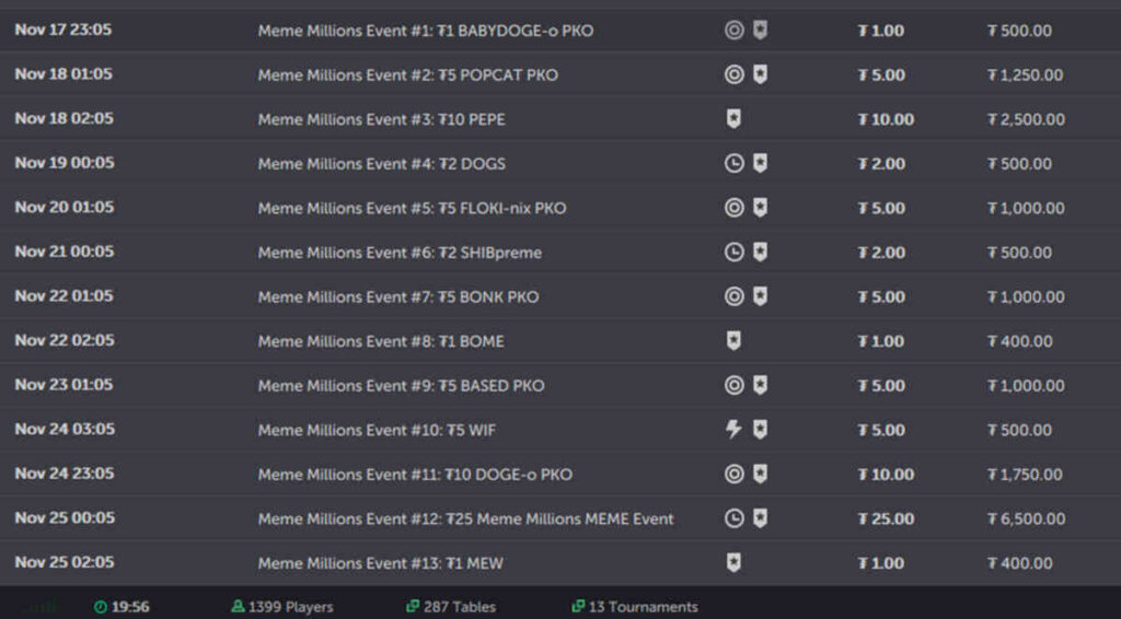 coinpoker meme millions schedule