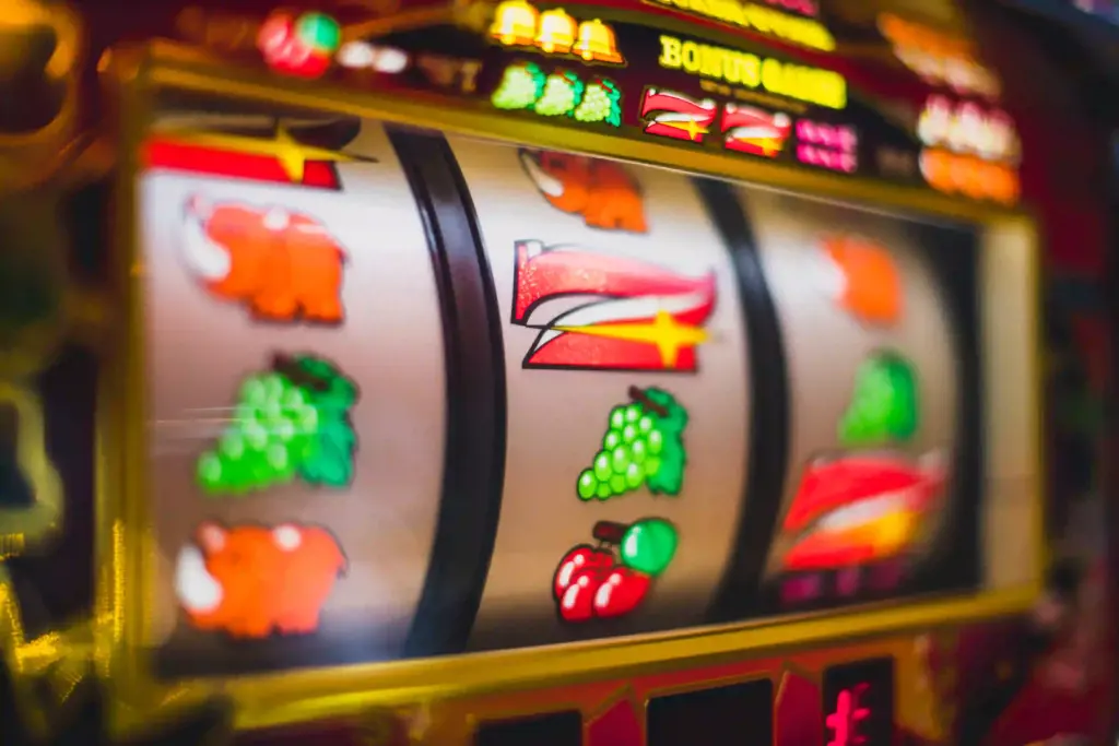 slot machine reels spinning on a digital casino game