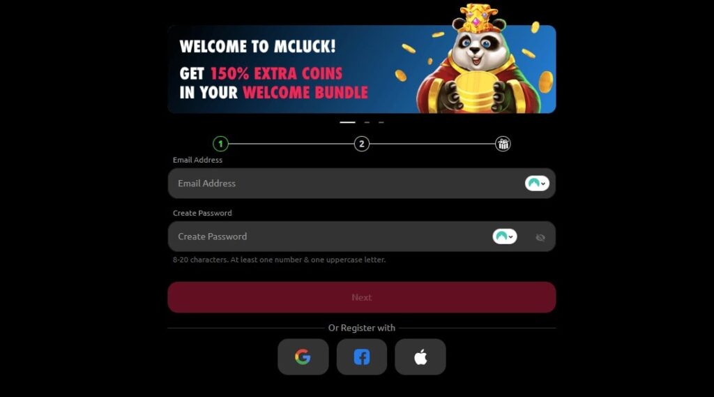 mcluck login and casino registration