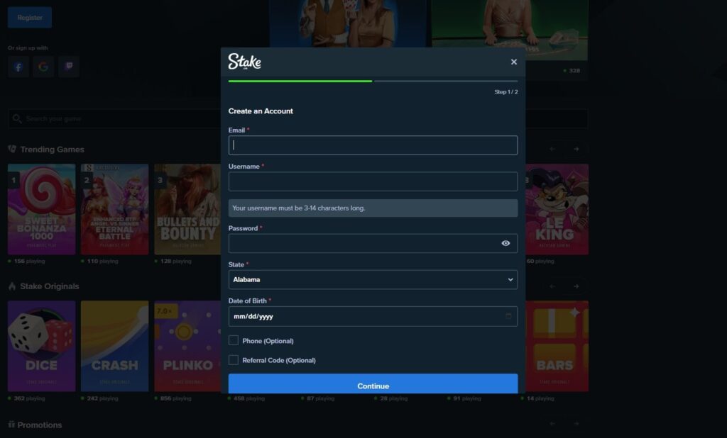 stake us login and registration