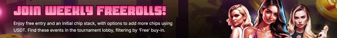 Sign up on CoinPoker with VIPBONUS code and enjoy a variety of freeroll tournaments