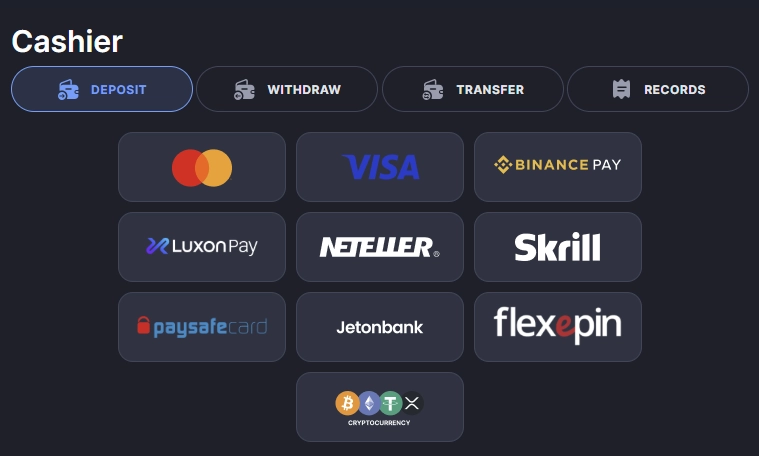 WPT Global Cashier Deposit and Withdrawal Options