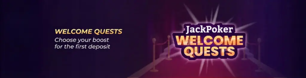 JackPoker Quests tab interface displaying daily challenges and Lootbox rewards.