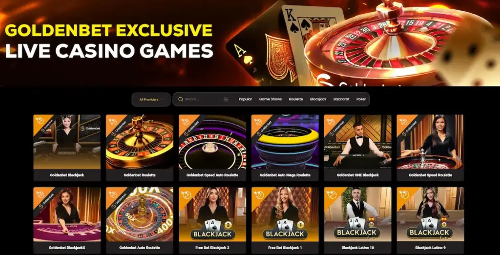 GoldenBet Login & Bonus Protocol: Complete Guide with Calculations 1 - Hải sản Vũng Tàu GoldenBet Live Casino game lobby interface showing blackjack, roulette, and game show hosts