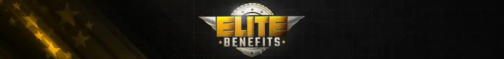 Promotional banner for the Ya Poker Elite Benefits program, featuring a metallic gold and silver winged emblem on a dark background with gold stars.