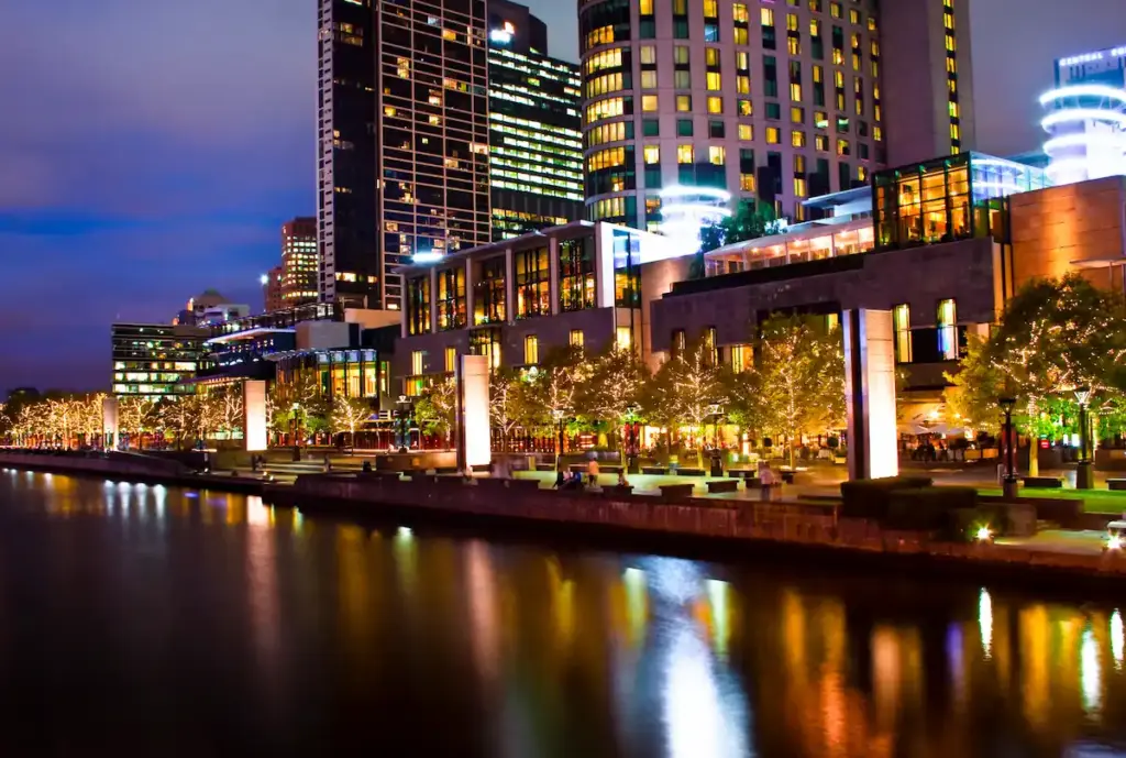 Night view of the Crown Casino complex in Melbourne, the historic home of the Aussie Millions poker tournament
