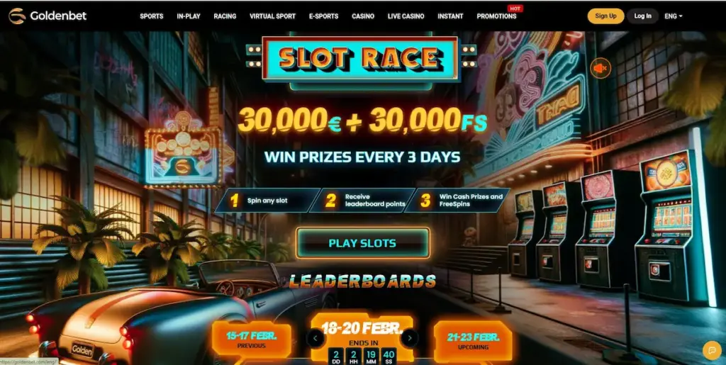 Slot race game interface