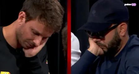 high stakes poker player decision intense moment heads up