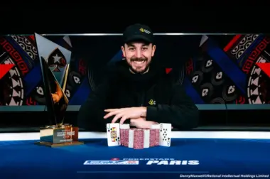 Jorge Abreu with his winning J-8 poker hand and the EPT Paris 2026 trophy for our poker hand analysis.