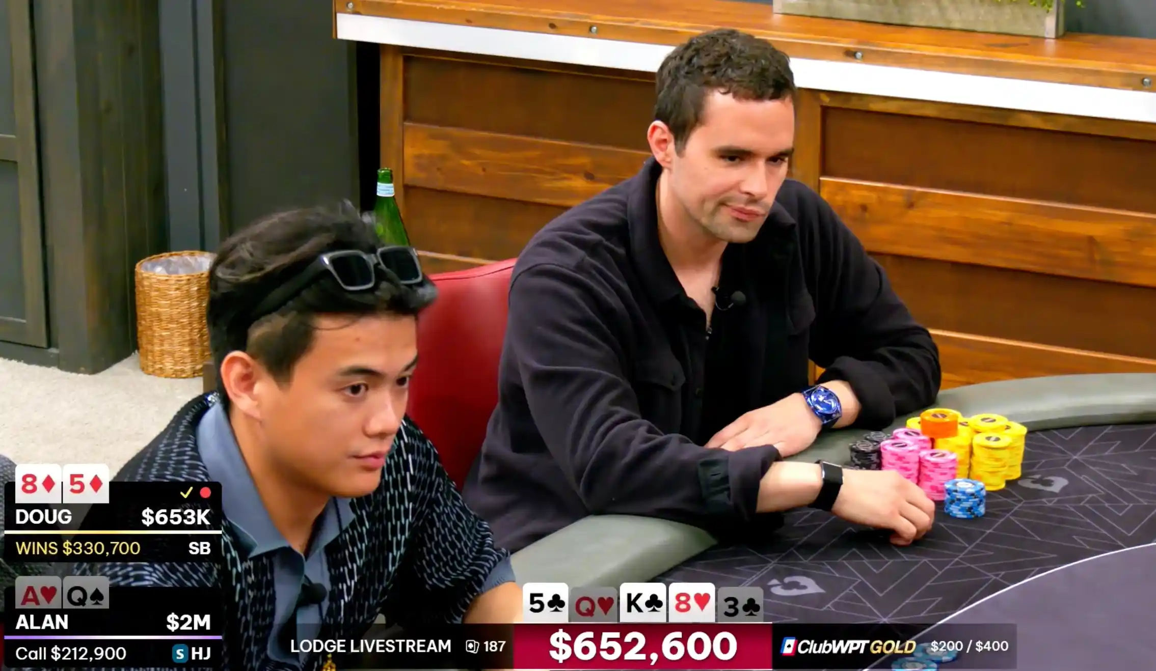 Alan Keating poker hand against Doug Polk with a massive $650K pot at The Lodge.