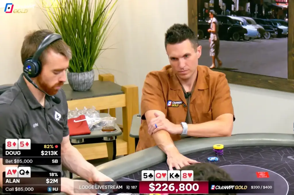 Doug Polk executes a massive $85,000 turn overbet to polarize his range and apply pressure.