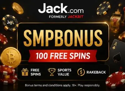 Square featured image for Jack Casino promo code SMPBONUS with Jack.com free spins and Jackbit rebrand visual