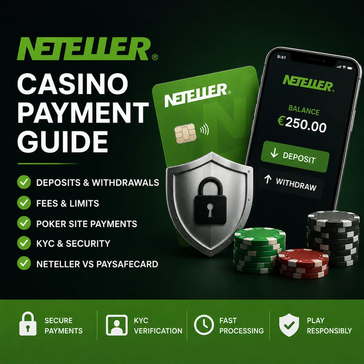 Neteller casino payment method guide for deposits, withdrawals, poker payments, and Paysafecard differences