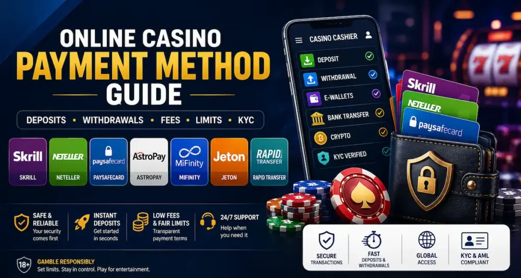 Alternative casino payment methods including AstroPay, Interac, MiFinity, Jeton, and Rapid Transfer for online casino deposits and withdrawals.