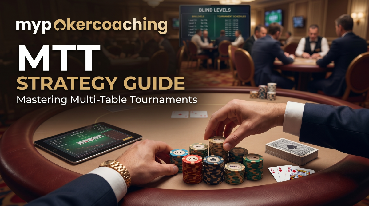 A poker player stacking chips at a casino table representing our multi-table poker tournament strategy guide.
