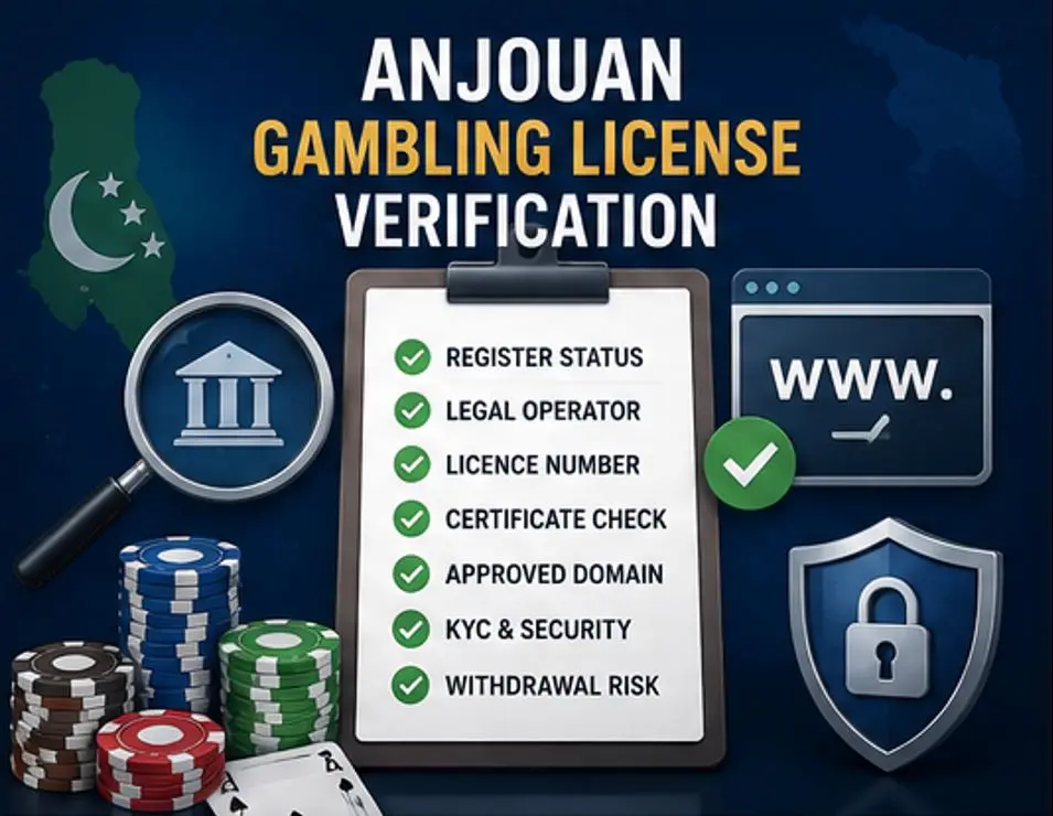 Square featured image for Anjouan gambling license checks covering register status, casino domain, and operator verification