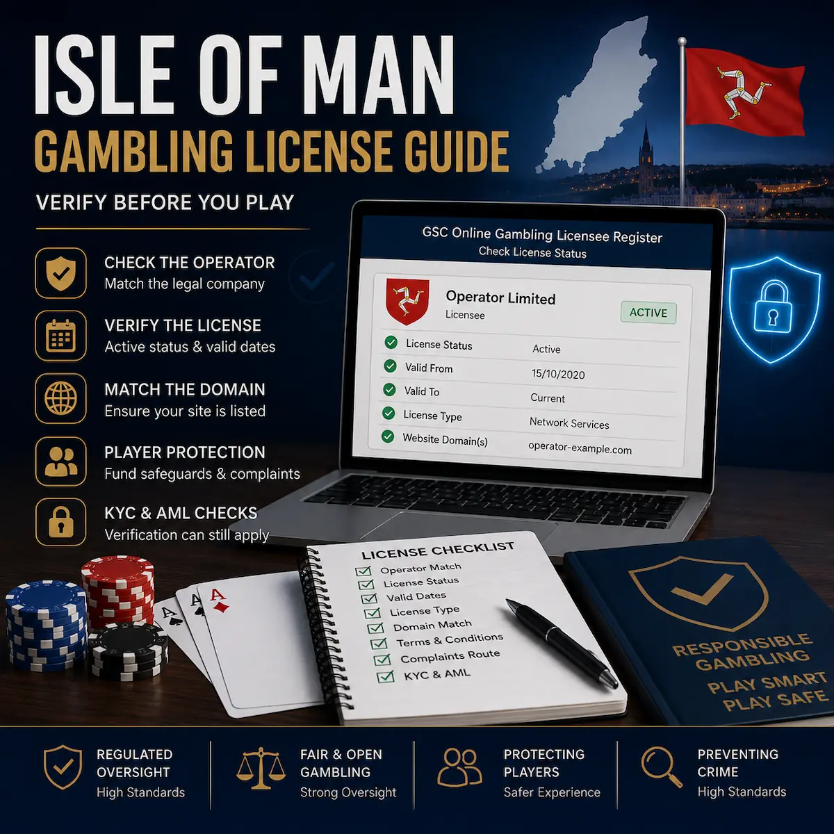 Isle of Man gambling license verification checklist for online casino and poker players