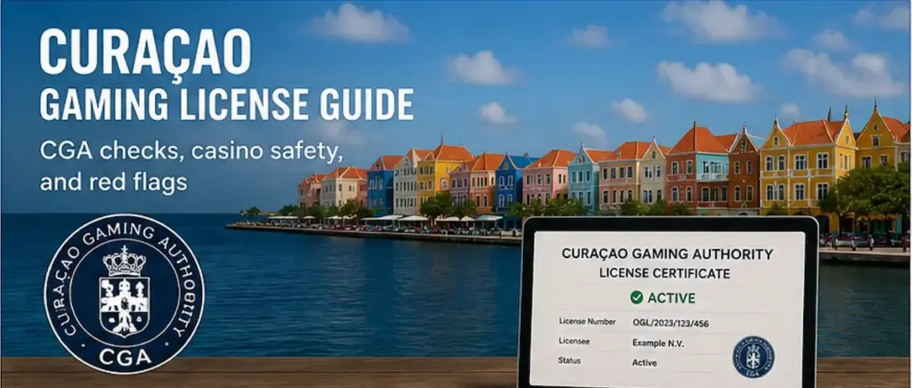 Curaçao gaming license guide with CGA certificate seal, license register check, and casino safety verification