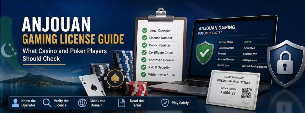 Anjouan gaming license verification guide with casino operator, licence number, domain, and certificate checks