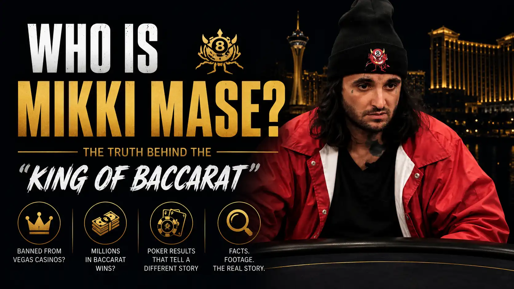 Mikki Mase at a poker table in Las Vegas, the self-proclaimed "King of Baccarat"