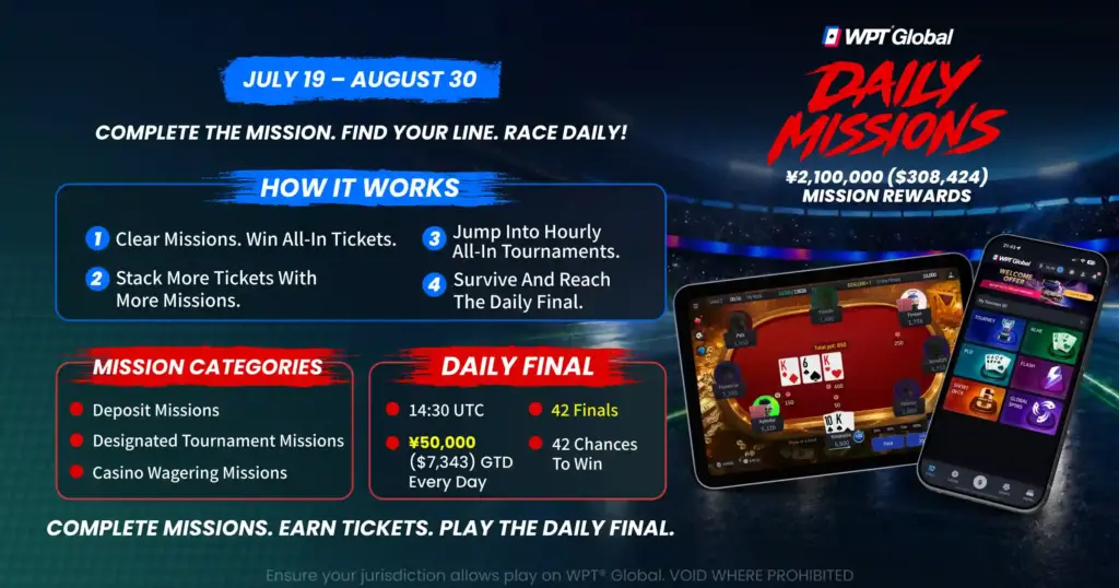 WPT Global Daily Missions promotion during the WPT Asia Series Overdrive 2026