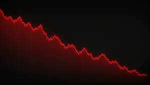 A glowing red downward trending graph illustrating a severe poker downswing on a dark background