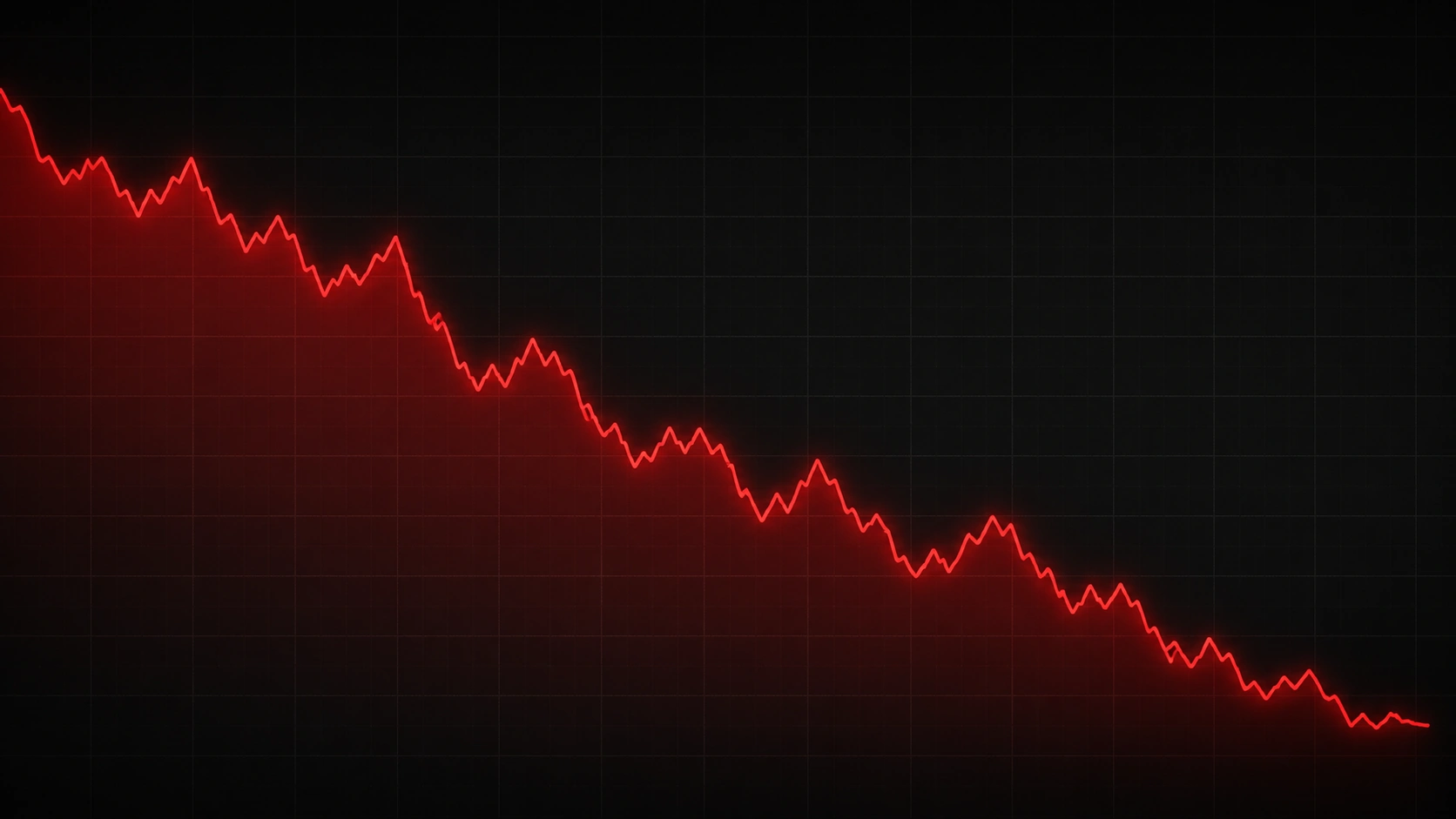 A glowing red downward trending graph illustrating a severe poker downswing on a dark background